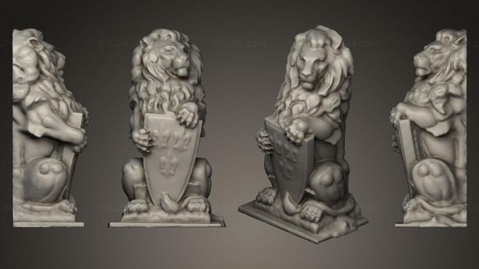 Figurines lions tigers sphinxes (Lion with shield 3, STKL_0171) 3D models for cnc